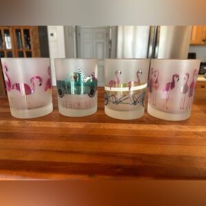 Pink Flamingo Frosted Glasses - Beach Day Design
